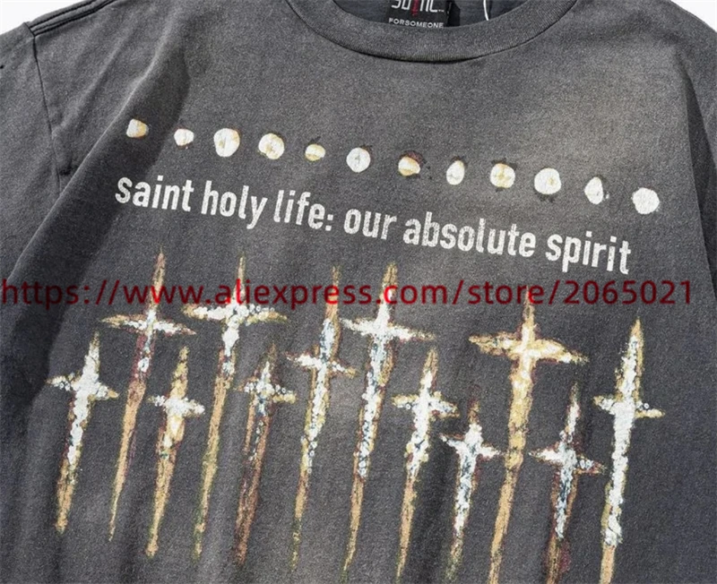 SAINT Vintage NIN Nine-inch Nail T Shirt Men Women High Street Oversize Short Sleeve Tee Top