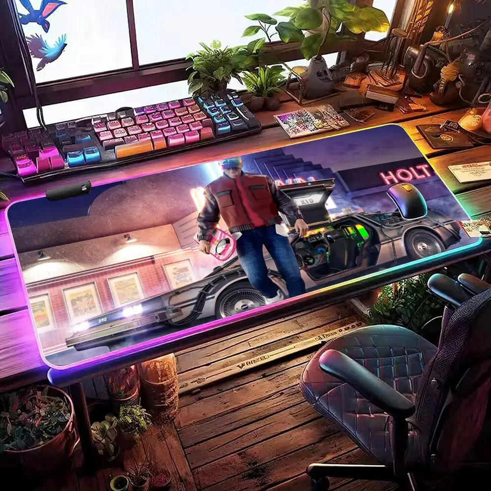 

Коврик для мыши «Назад в будущее» RGB игровой коврик для мыши настольный коврик HD геймер большой светодиодный светильник XXL коврики для мыши