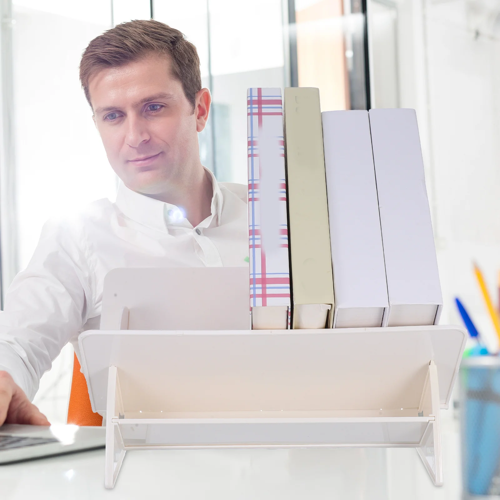 Desk Organizer Bookshelf Storage Box V-Shape Minimalist Modern Design Multipurpose Home Use Racks Classroom Paper Racks