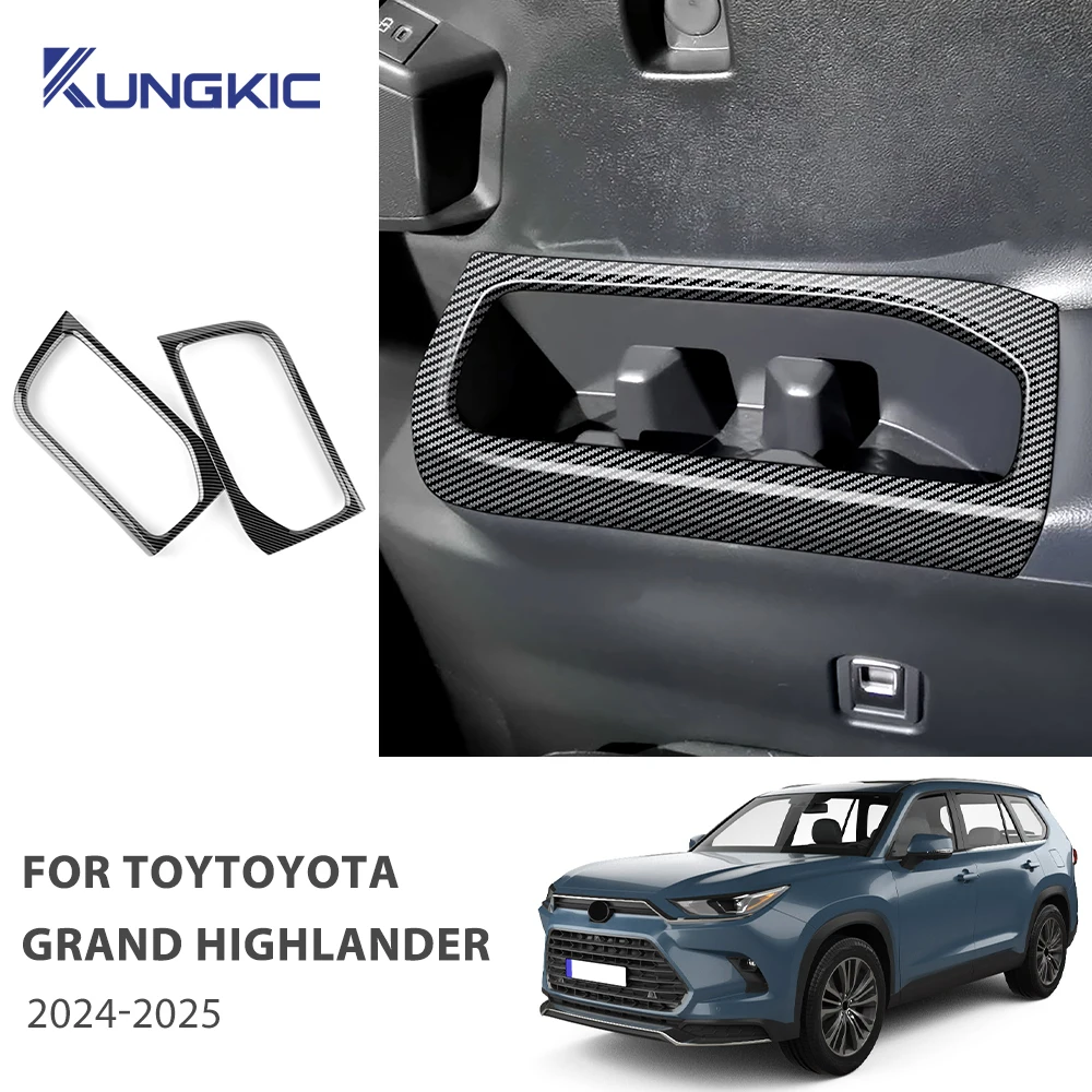 

For 2024 2025 Toyota Grand Highlander Carbon Fiber Style ABS Water Cup Holder Stickers Car Interior Accessories The Third Row