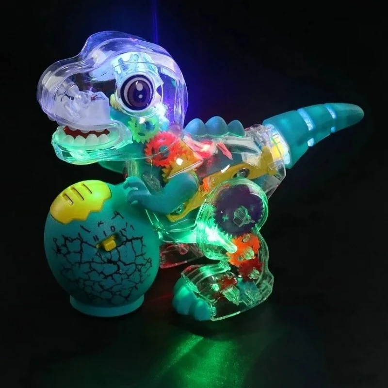 الكهربائية شفافة والعتاد لعبة على شكل ديناصور الموسيقى الخفيفة العالمي المشي الديناصور ريكس محاكاة نماذج للحيوانات الأليفة الإلكترونية