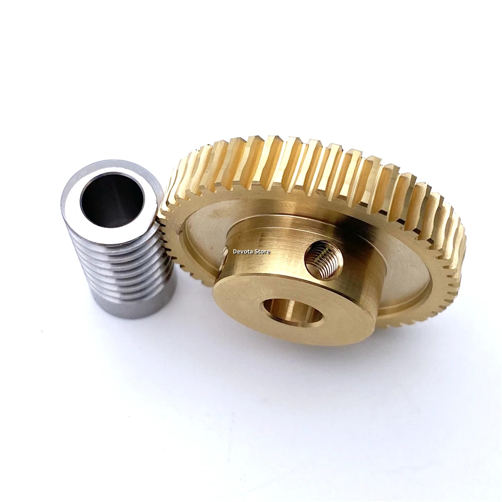 0.8M Precision Turbine Worm Gear Set 1:20/30/40/50/60 Teeth Stainless Steel Worm Copper Gear Accessories