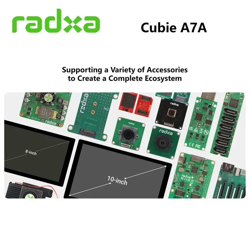 Radxa Cubie A7A Single Board Computer Allwinner A733 Soc Optioneel LPDDR5 RAM 3TOPS NPU Ondersteuning NVMe SSD en POE WiFi 6/BT 5.4