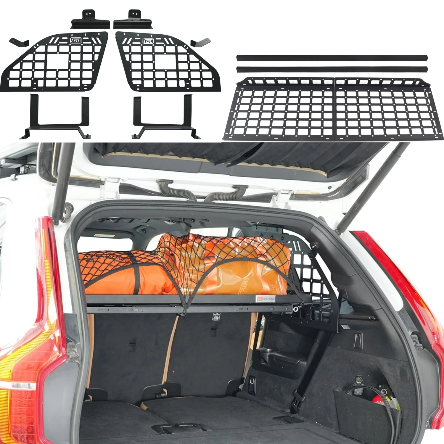 

Fit for Volvo XC90 2016-2026 Molle Panel Shelf Rear Cargo Rack Luggage Carrier Trunk Organizer Camping