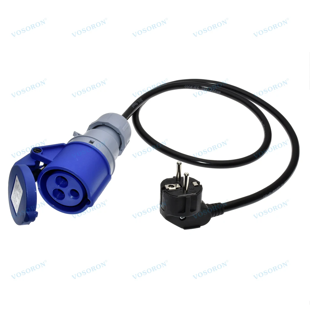 Electric Vehicle Charging Adapter 16A Blue CEE Socket to 16A EU Schuko Plug Adapter For Portable EV Charger