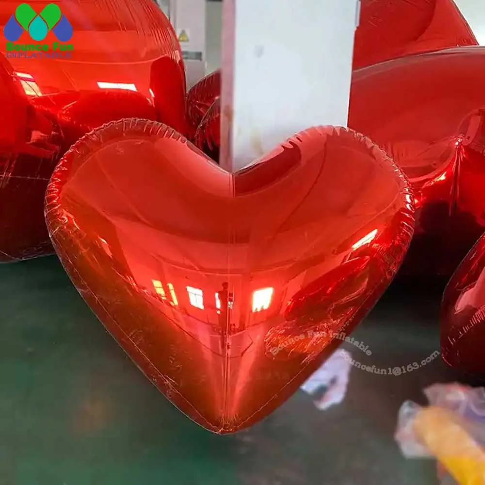 Valentine's Day Decoration Inflatable Heart Mirror Reflective Large Heart Balloon  For Party Nightclub Wedding Events