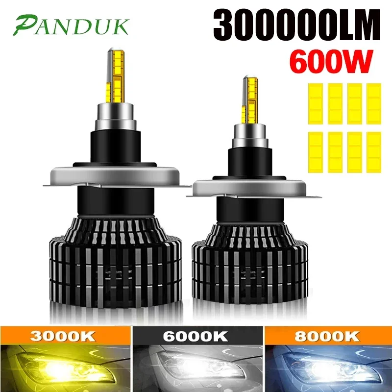 PANDUK H7 LED 400000LM 620W 360 H4 H1 H3 8 Side HB3 HB4 9012 Led H8 H9 H11 9005 9006 Car Headlight Bulbs Auto Fog Lamps 6000K