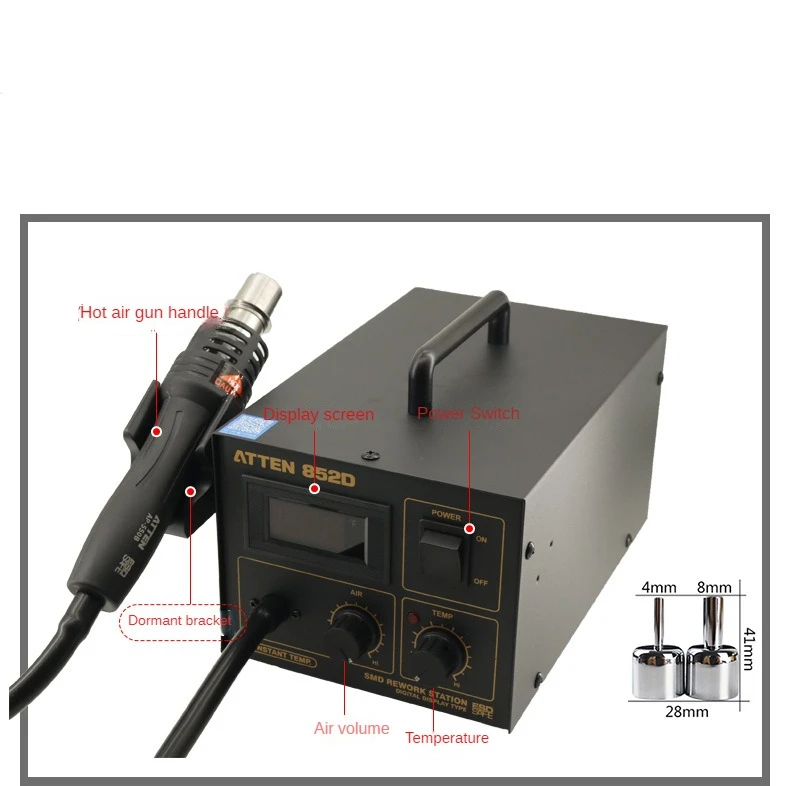 Imagem -03 - Thermoregul Led Heat Gun Secador de Sopro para Bga ic Desoldering Tool Estação de Retrabalho de ar Quente At852d 550w 220v