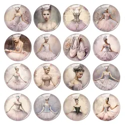 Handmade Ballerina Girl Ballet Photo Glass Cabochon Flatback Demo Flat Back Cameo For Diy Jewelry Making Supplies Accessories