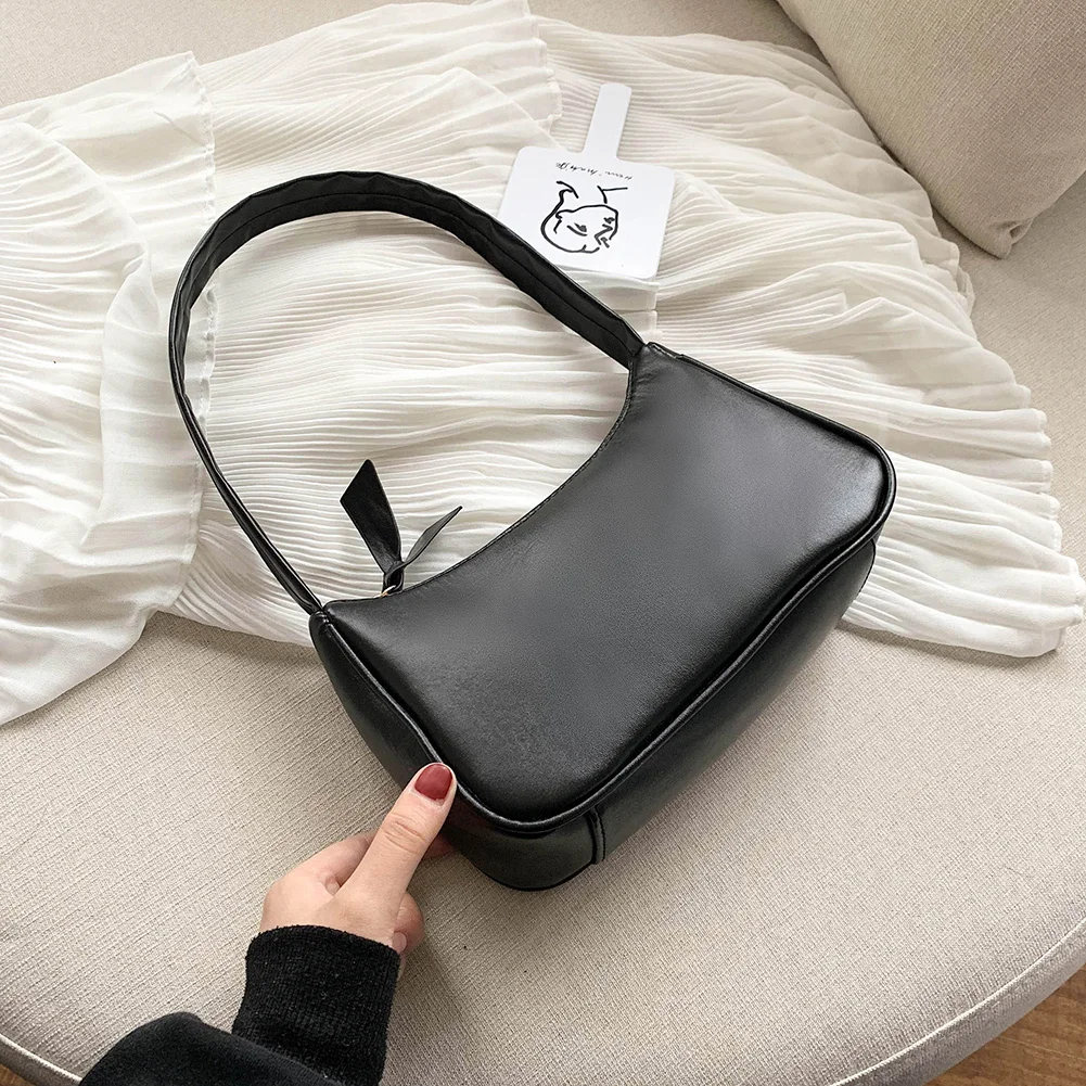 French Bag Women\'s PU Leather Shoulder Bag Elegant Solid Armpit Purses High Quality Ladies Underarm Bags Luxury Designer Handbag