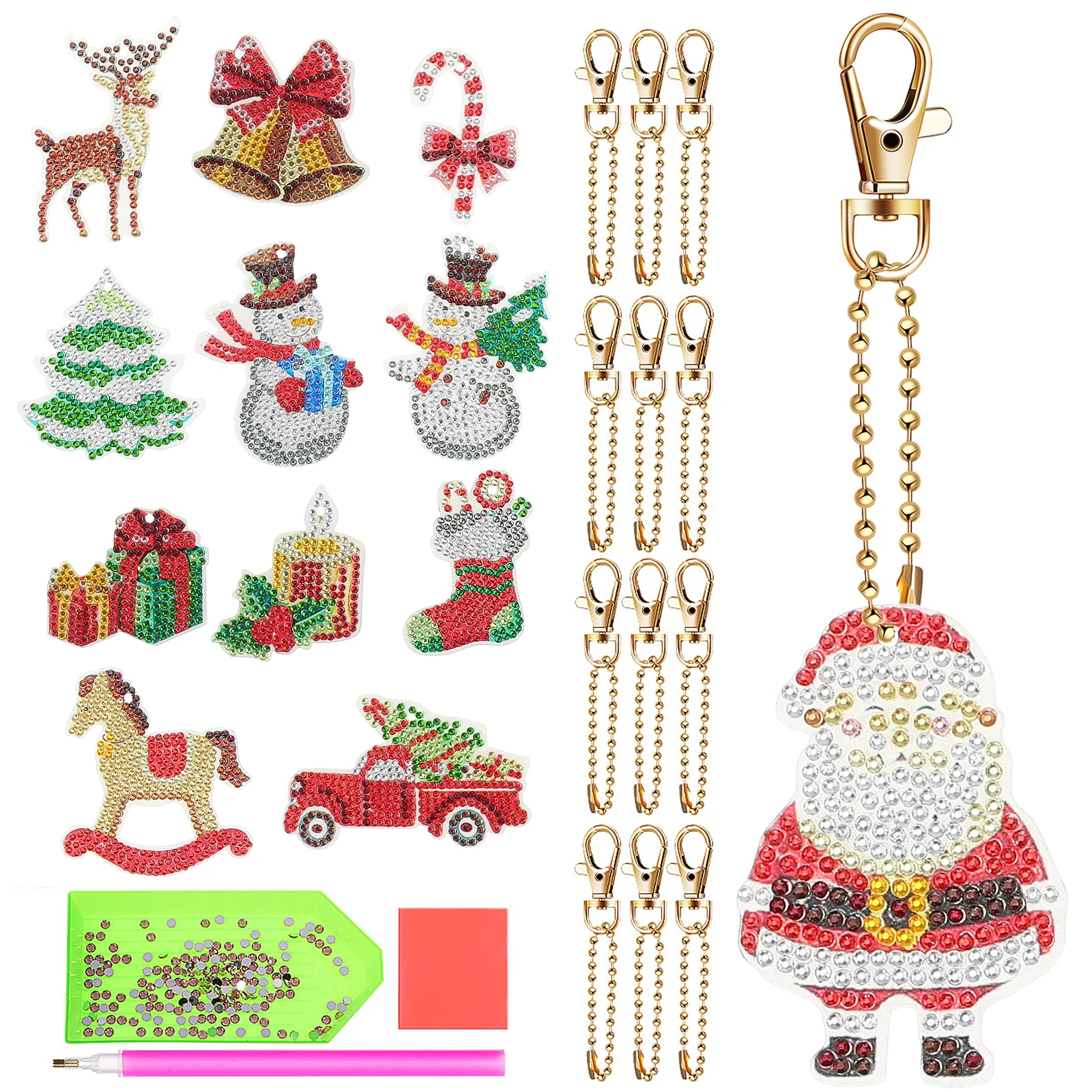 

1 Set Diamond Art Keychain Kits Christmas Crafts For Adults Diy Pendant Ornament Craft Sturdy Long-Lasting Handmade Gift Mosaic