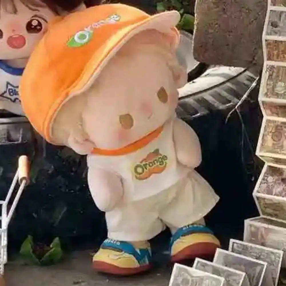 10 cm Puppenkleidung Carambola/Orange Mütze Weste Shorts Outfit Zubehör für Kpop Idol Puppen Wickelkleid Spielhaus Spielzeug