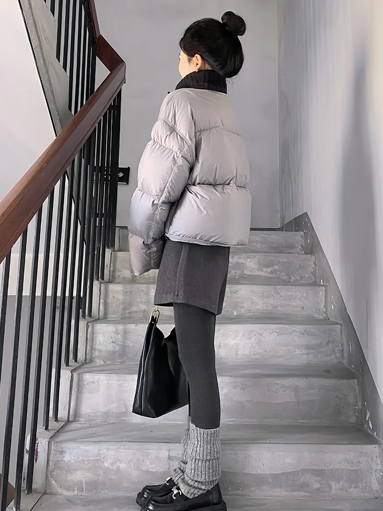 Nova moda feminina casual na moda sólida solta simples básico versátil acolchoado casacos femininos parkas roupas c182