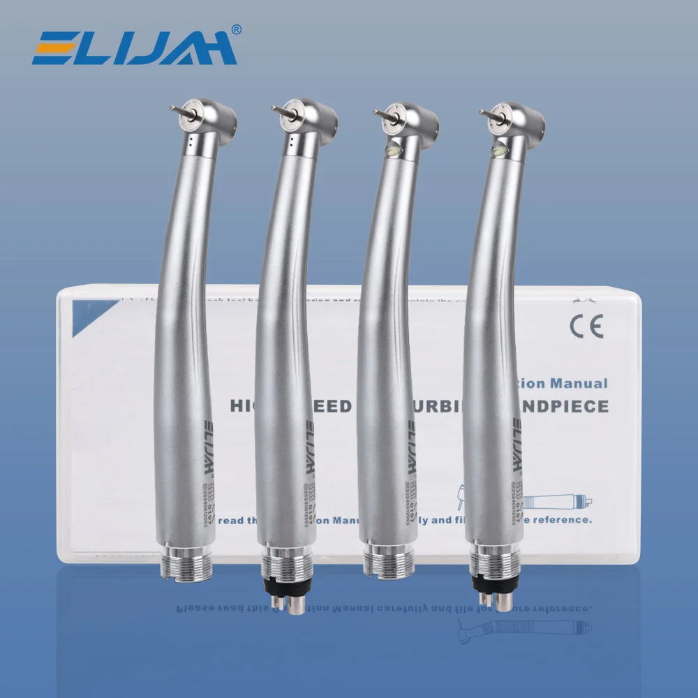 ELIJAH Dental Led High Speed Handpiece Integrate E-generator  Ceramic Bearing Standard Head Push Button 3 Water Spray Dentistry