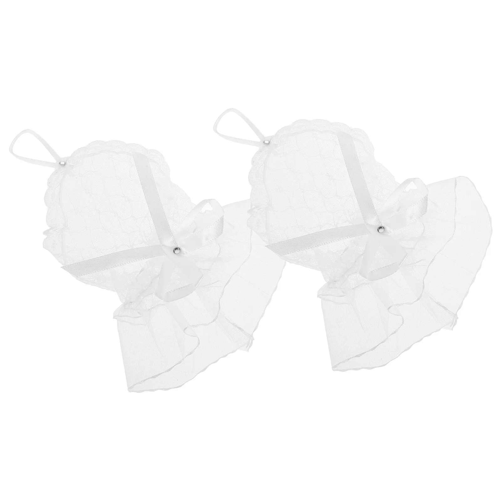 Guantes de encaje sin dedos para mujer, guantes blancos de malla transparente con lazo y diamantes de imitación, guantes de novia para boda, accesorios para fiesta de té para damas de honor