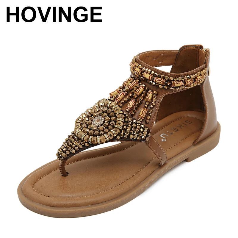 2024 nuove donne estive vacanza al mare sandali di cristallo bohemien moda perline strass gladiatore scarpa sandalo antiscivolo