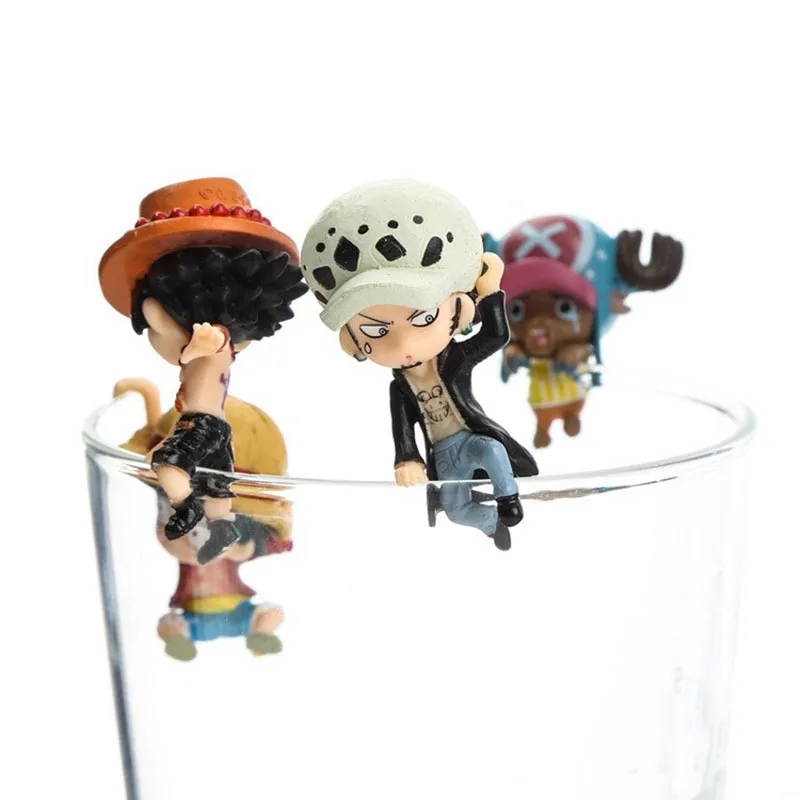 5 pz/set One Piece The Edge of Cup Series rufy Ace Law Doflamingo Ornament Doll Mini PVC figure Model Toys decorazione regali