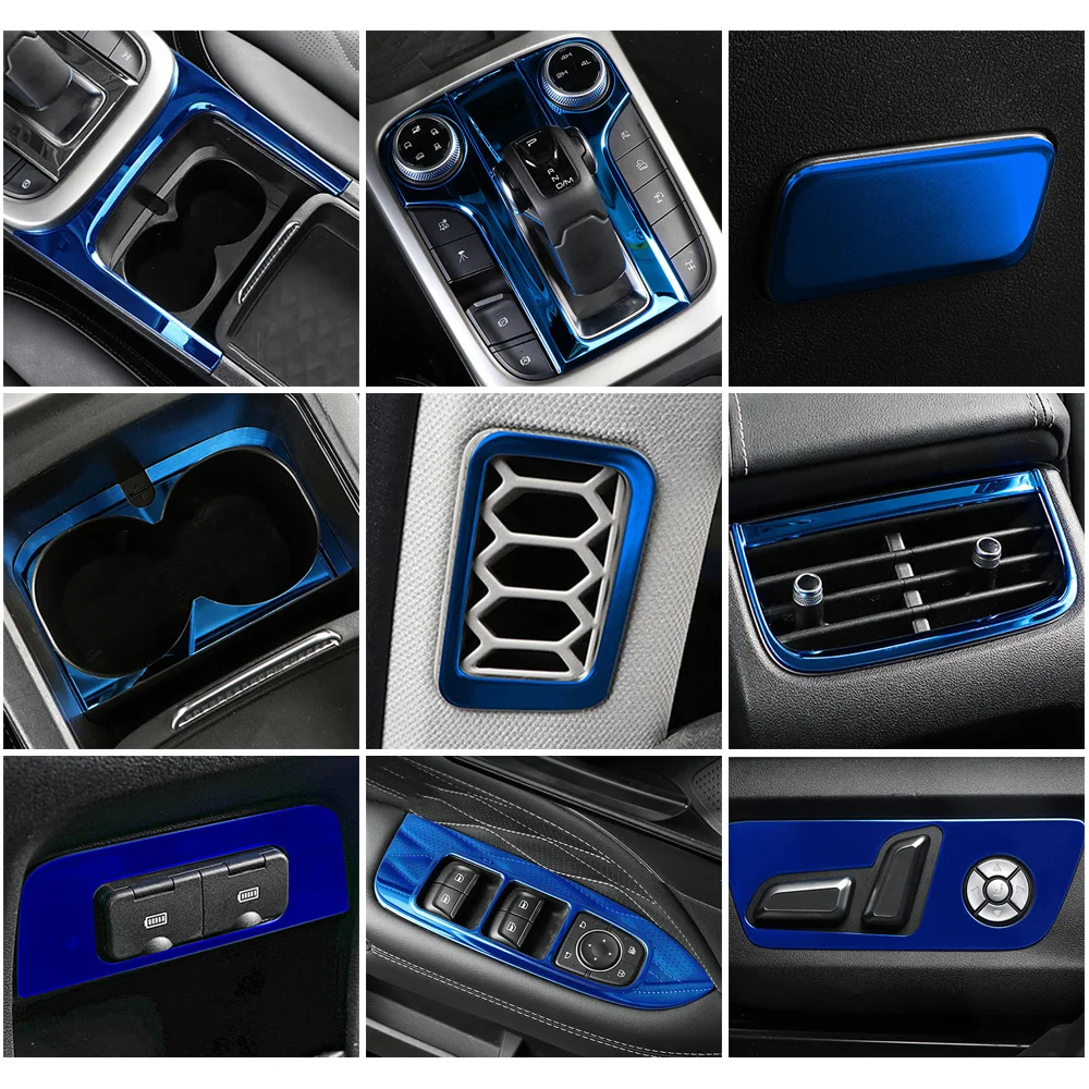 For GWM Tank 300 2022 2023 Accessories Blue Decor Center Console Dashboard Seat Storage Box Inner Handle Air Outlet Cover Trim