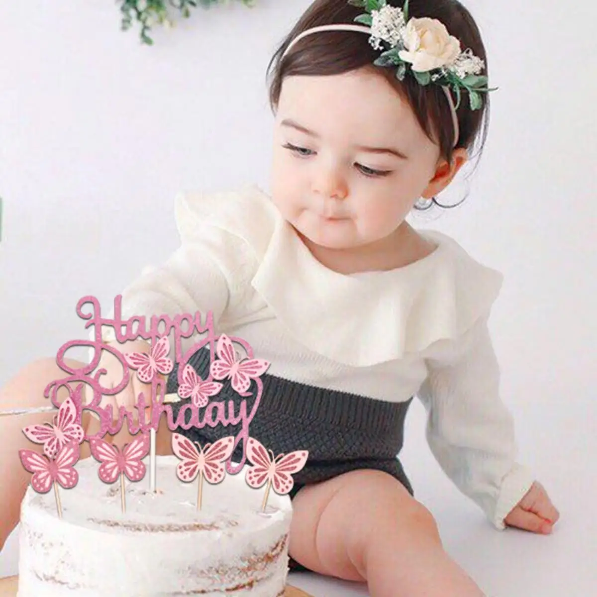 

13pcs Blue Pink Purple Butterfly Cake Flag Cupcake Topper Princess Girl Children's Birthday Wedding Party Atmosphere Decoration