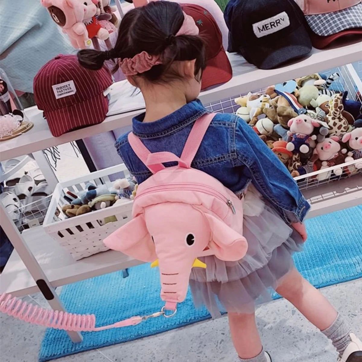 Cartoon anti walking lost shoulder backpack baby girls boys Elephant small bags with traction rope anti lost toddler schoolbag