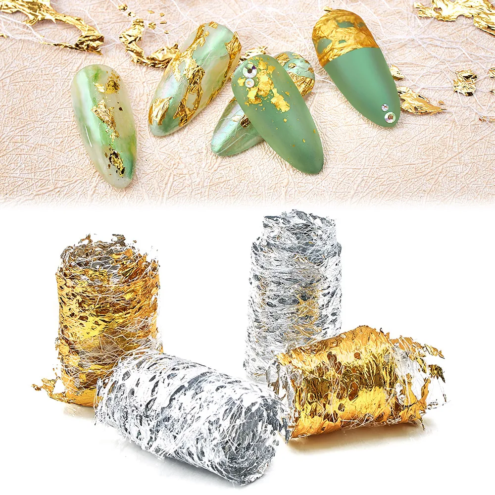 1Roll/Box Net Line Nail Stickers For Nails Gold Silver Mesh Nail Transfer Foil Paper Decals 3D Nail Art Decorations DIY Design image 3