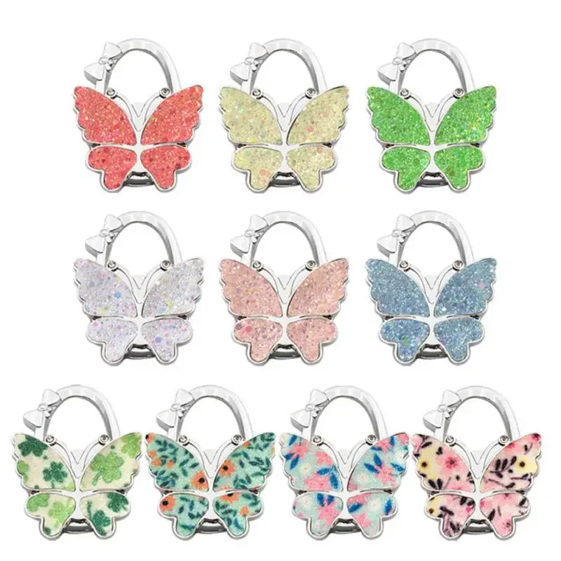 

Portable Foldable Fashion Butterfly Purse Bag Table Hook Holder For Student Handbag Hanger For Decoration Desk Hook Hand holder