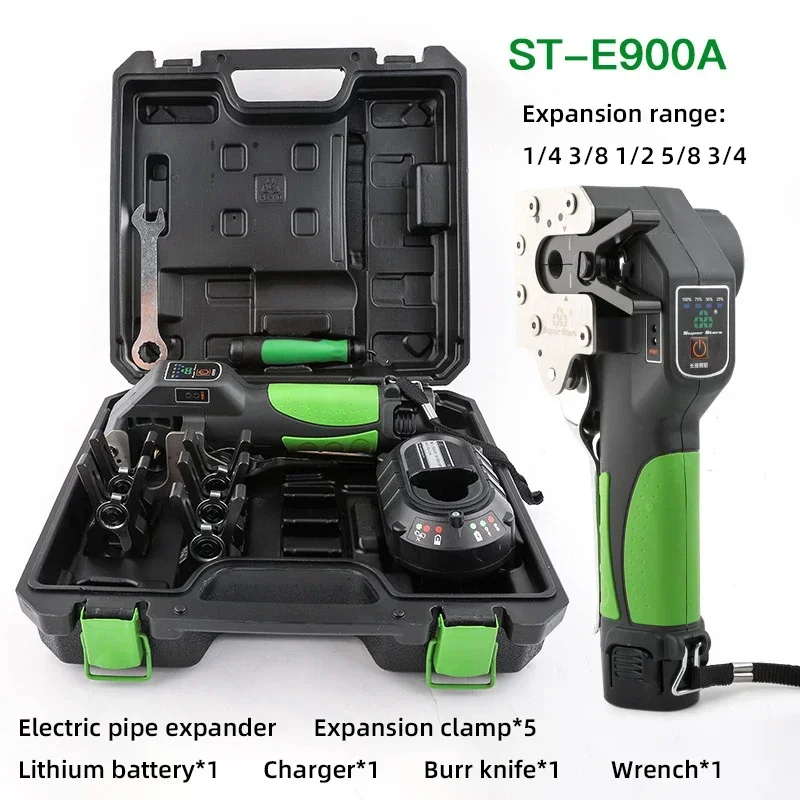 ST-E900A Lithium Battery Expander Fully Automatic Copper Tube Electric Flaring Tool Kit Air Conditioner Refrigerator