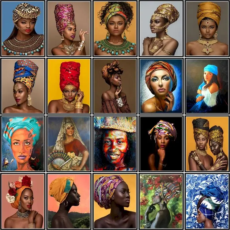 

CHENISTORY 40x50cm Painting By Numbers African Women Handpainted On Canvas Pictures By Number Figure Kits Home Decor Diy