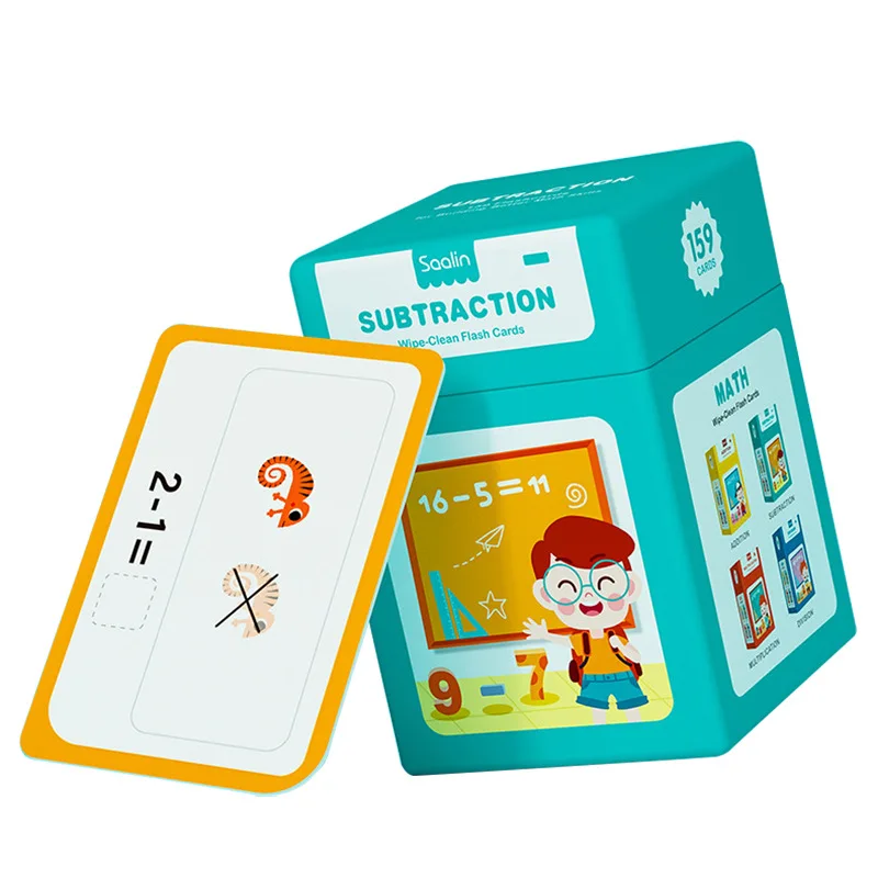 Saalin Addition Subtraction Multiplication Division Wipe-Clean Flash Cards Oral Calculation Children Mathematics Educationa Toys