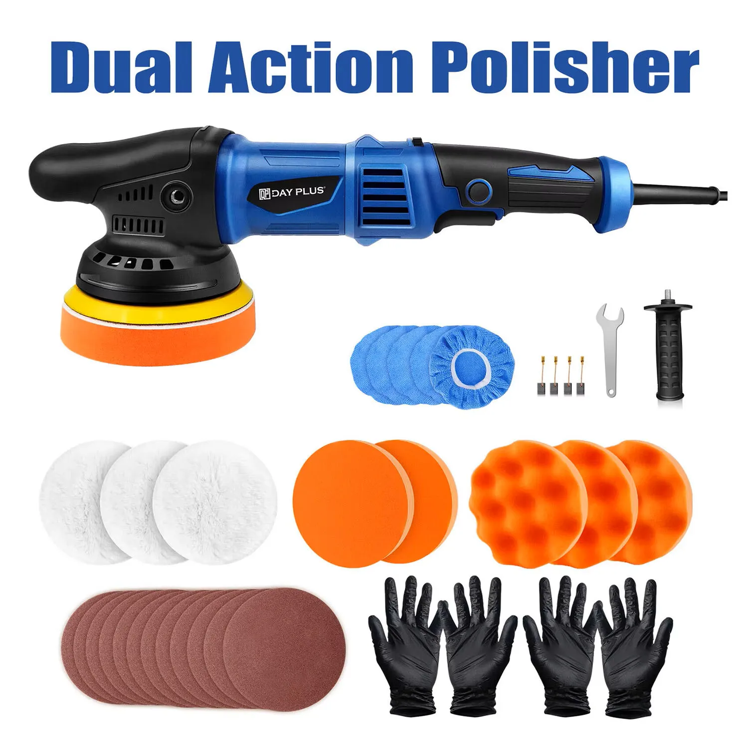 Máquina pulidora de coche de doble acción, máquina pulidora Orbital DA, lijadora de cera, 2 tipos de almohadillas, máquina eléctrica de pulido Orbital