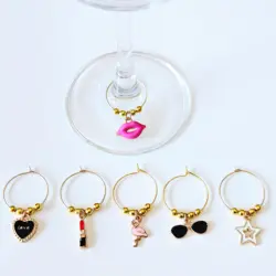 Wine charms New Fashion Design 6PCS Wine Glass Charms Rings Marker Christmas Party Bar Table Decorations Christmas Gift