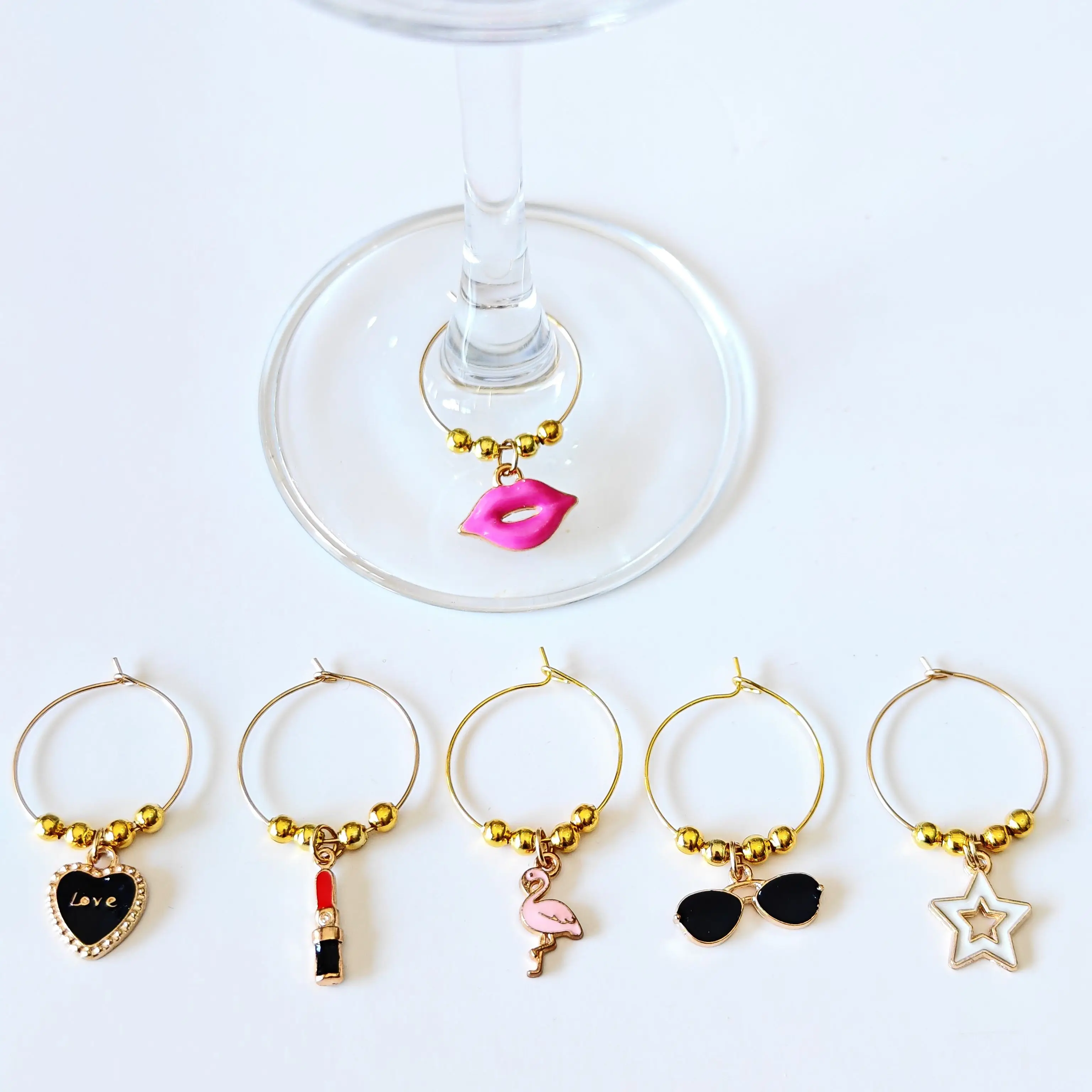 Wine charms New Fashion Design 6PCS Wine Glass Charms Rings Marker Christmas Party Bar Table Decorations Christmas Gift