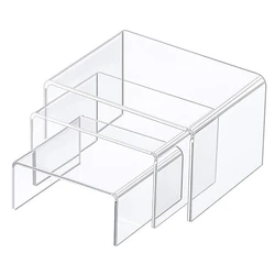 3 Pcs Clear Acrylic Product Stand Jewelry Display Riser Shelf Showcase Fixtures for Candy Treat Action Figure Display