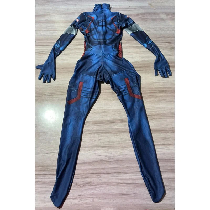 Captain America Costume for Adults and Children, Superhero Zentai Jumpsuit for Halloween Party