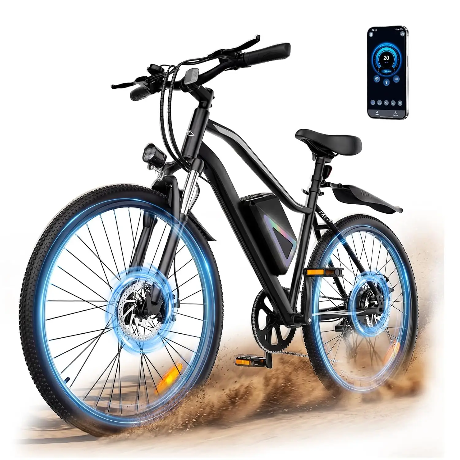 Electric Bike - 750W/1000W Peak Motor Electric Bicycle, 20MPH, 60+ Miles, Removable Battery, Shock Absorber, 5 Speed E, Custom