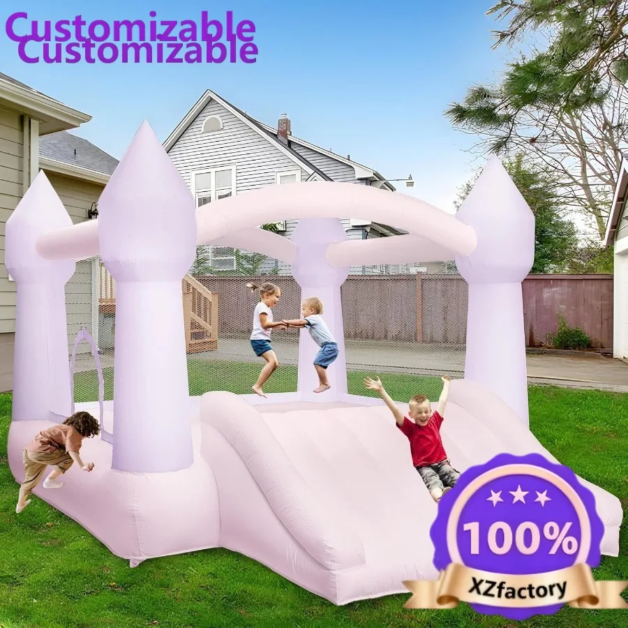 Factory Direct 2026 Top RatedAKSPORT Inflatable Bounce House White Castle Bounce House for Ages 3-6 Indoor Outdoor Fun with Slid