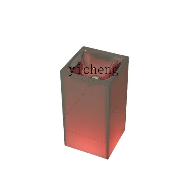 

Tqh Crystal Pedestal Basin Floor-Standing Wash Basin Color Transparent Column Art Luminous Wash Basin