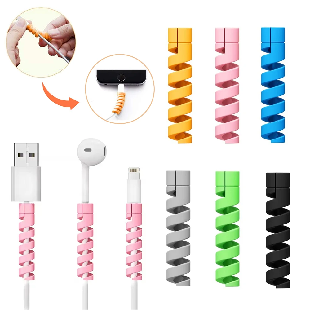 10PCS Cable Protector Silicone Bobbin Winder Wire Protector for iPhone USB Charger Cord Cable Protective Cover Cable Winder Clip