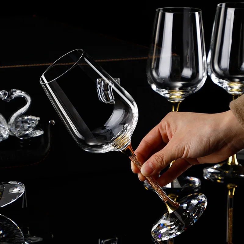 Wine glass European light luxury wi ne set home gold leaf wi ne glass luxury wi ne decanter set