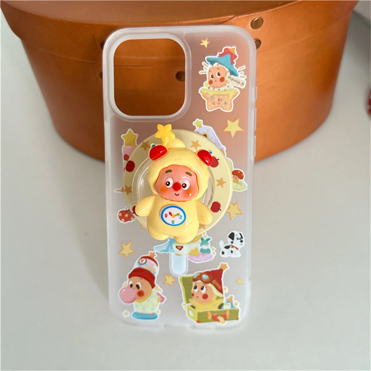 Moda bonito dos desenhos animados padrão capa de telefone magnético para iphone 16 pro 14 15 pro max caso com suporte casos capa