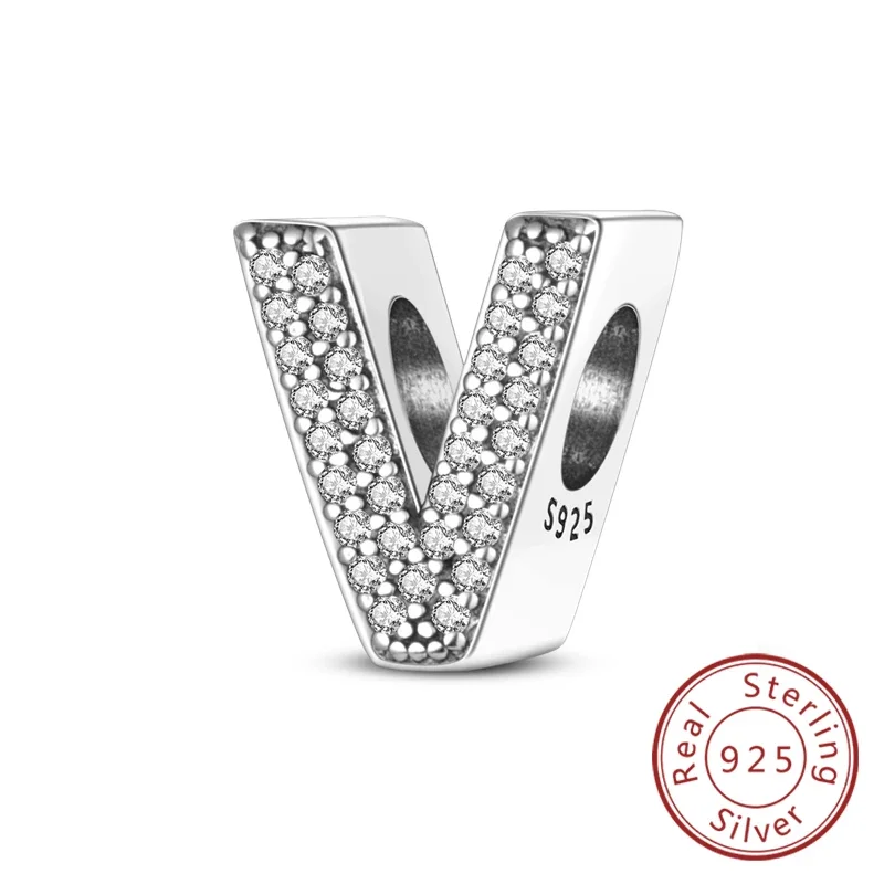 Charms aus 925er-Sterlingsilber mit 26 Buchstaben, A-Z, Alphabet-Perlen, passend für Original-Armbänder für Frauen und Mädchen, DIY, edler Schmuck, Geschenk – Detail 11