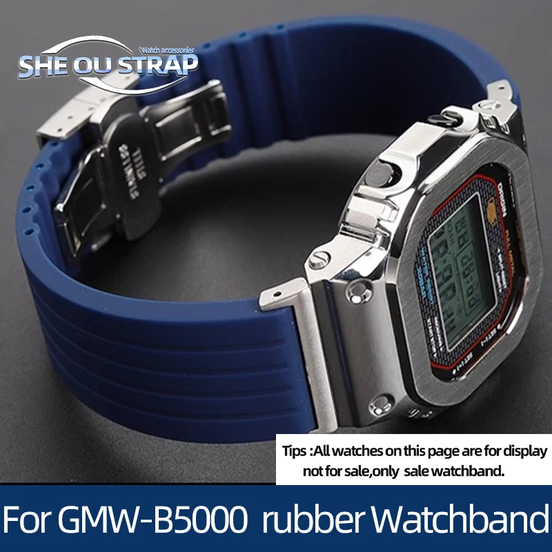 Blue Silica Gel Watchstrap For G-SHOCK GMW-B5000 MRG-B5000 GM-B2100 WatchBand Rubber gmw b5000 Modified Men's Watch Accessories