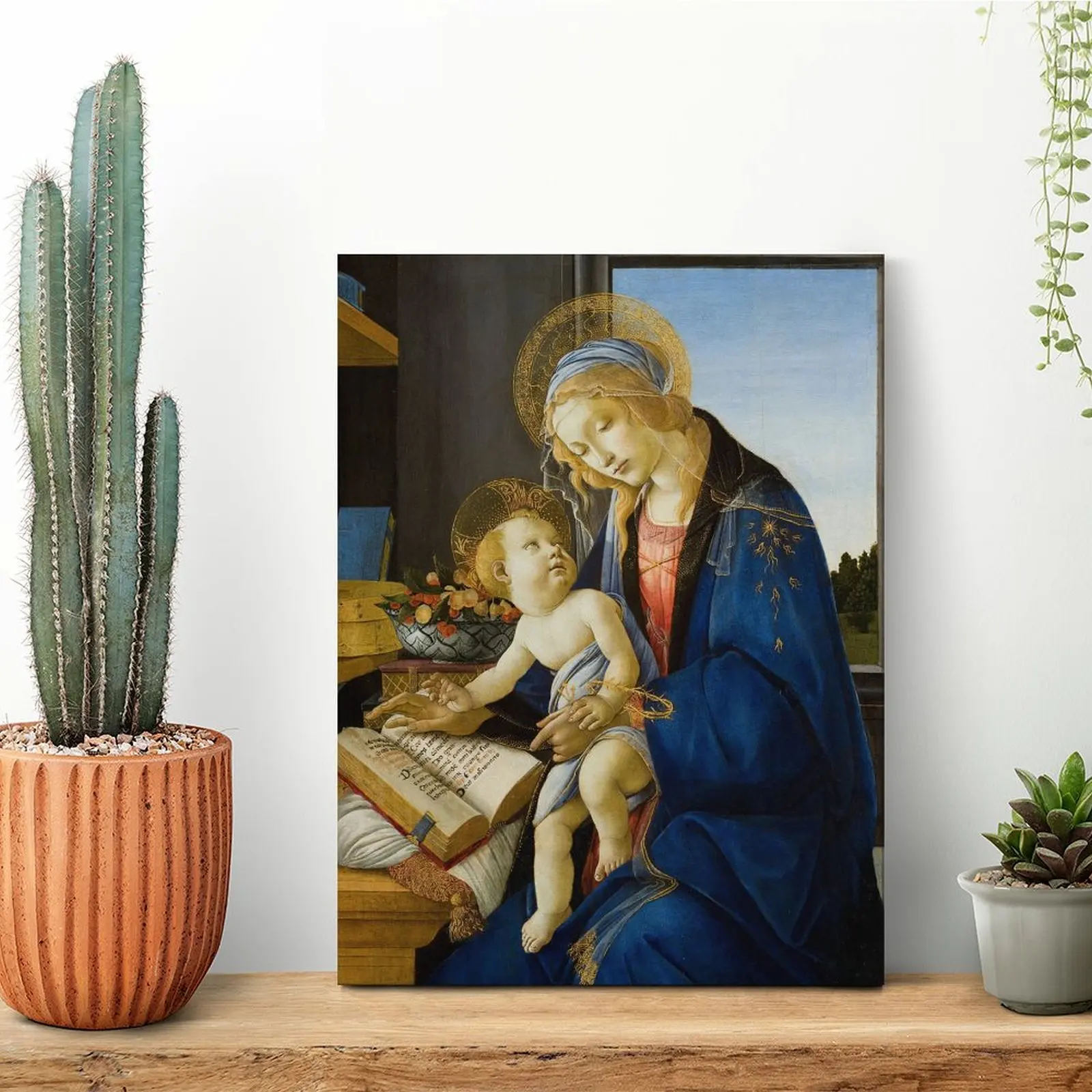 聖母と幼子のキャンバス絵画、カスタムクラブガレージ壁、パブ、額装壁画