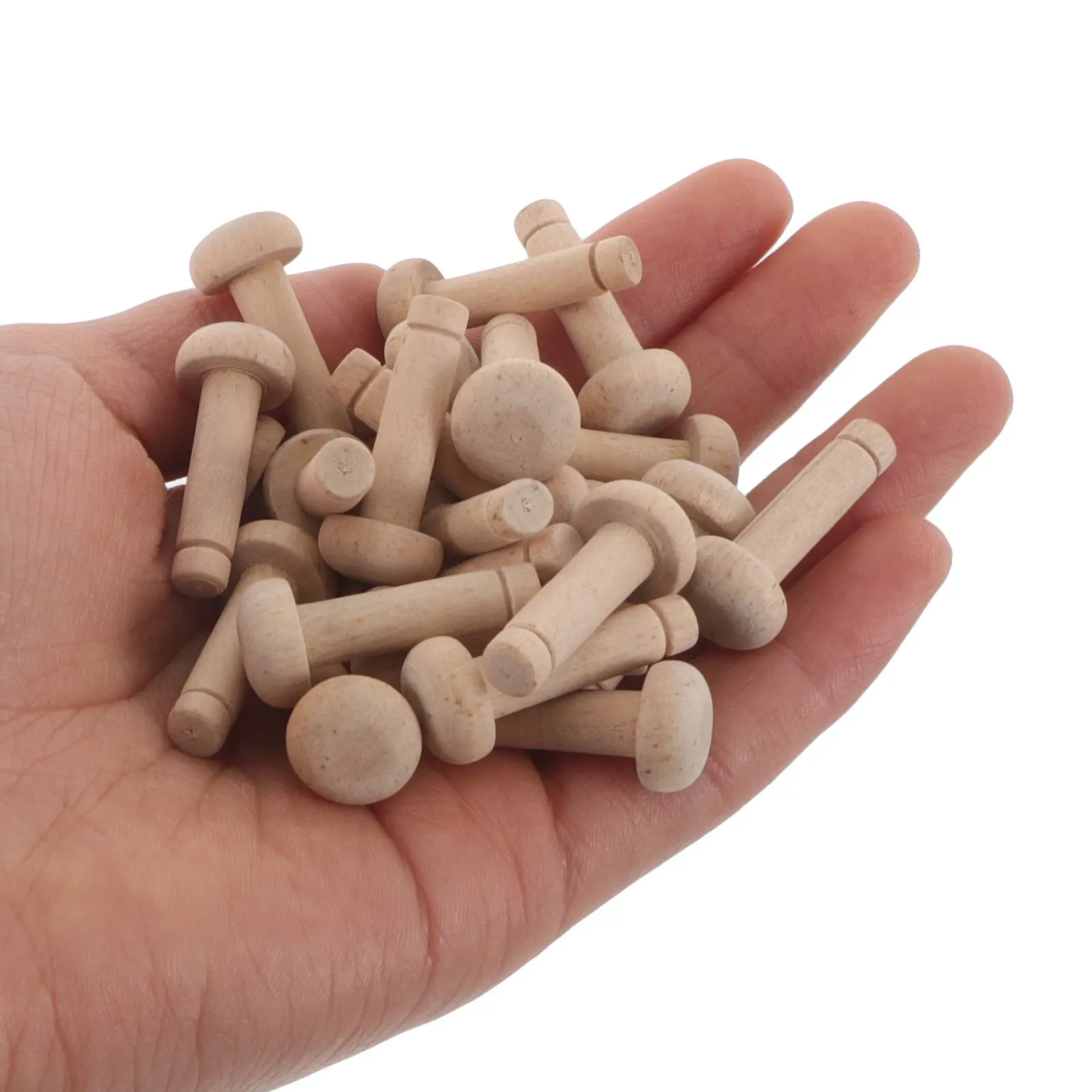 

50 шт. натуральных деревянных палочек-грибов для рукоделия, неокрашенные, с плоской головкой, под покраску, для DIY-проектов, мебельной фурнитуры, домашнего декора