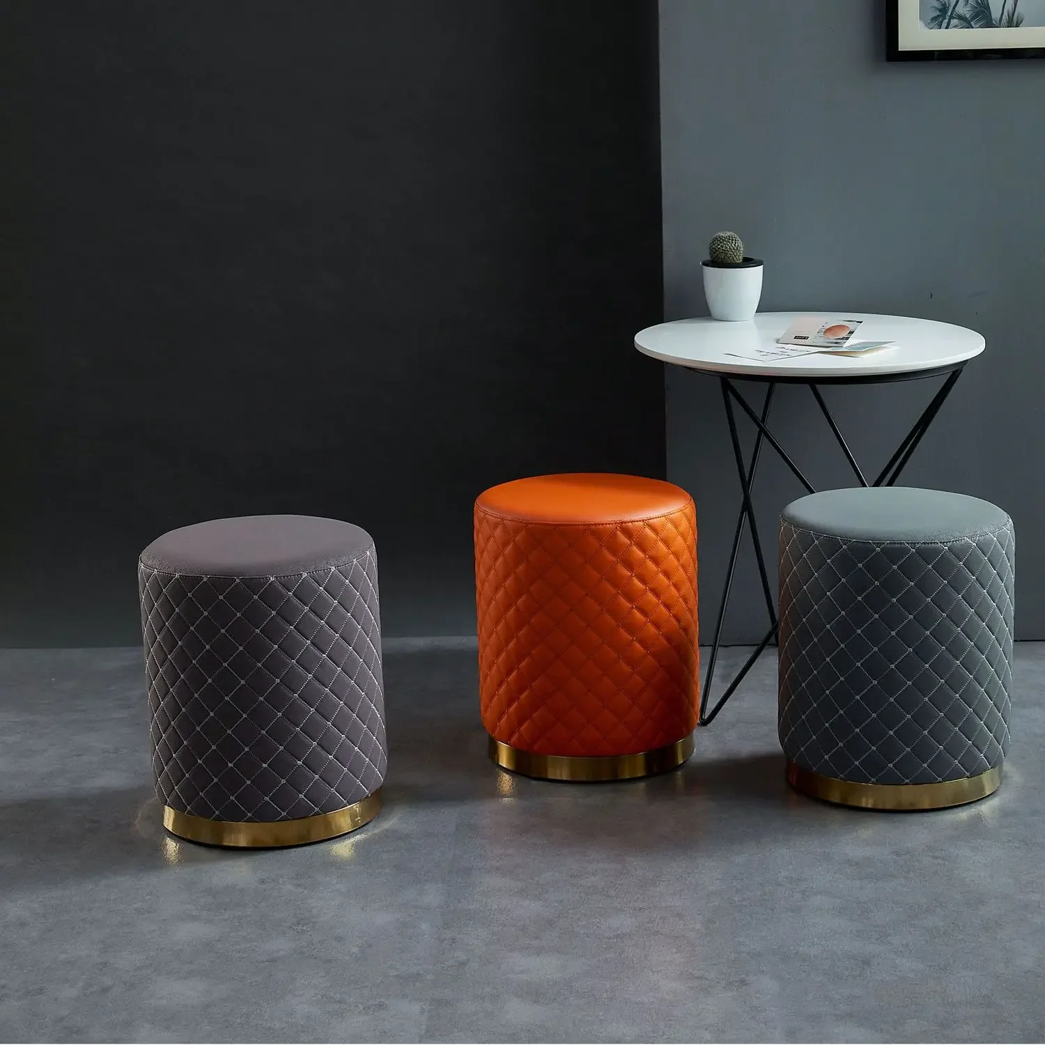 

Ins Makeup Stool Light Luxury Dressing Stool Fashion Modern Bedroom Nordic Living Room Ottoman Vanity Chair Bench Pouf Muebles