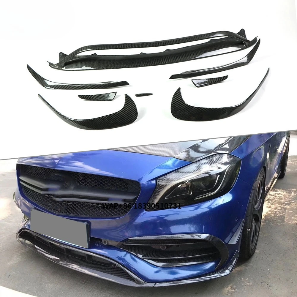 

8PCS ABS Front Anterior Lip Splitters Canards for Benz a Class W176 A45 Front Bumper Trims 2016-2019