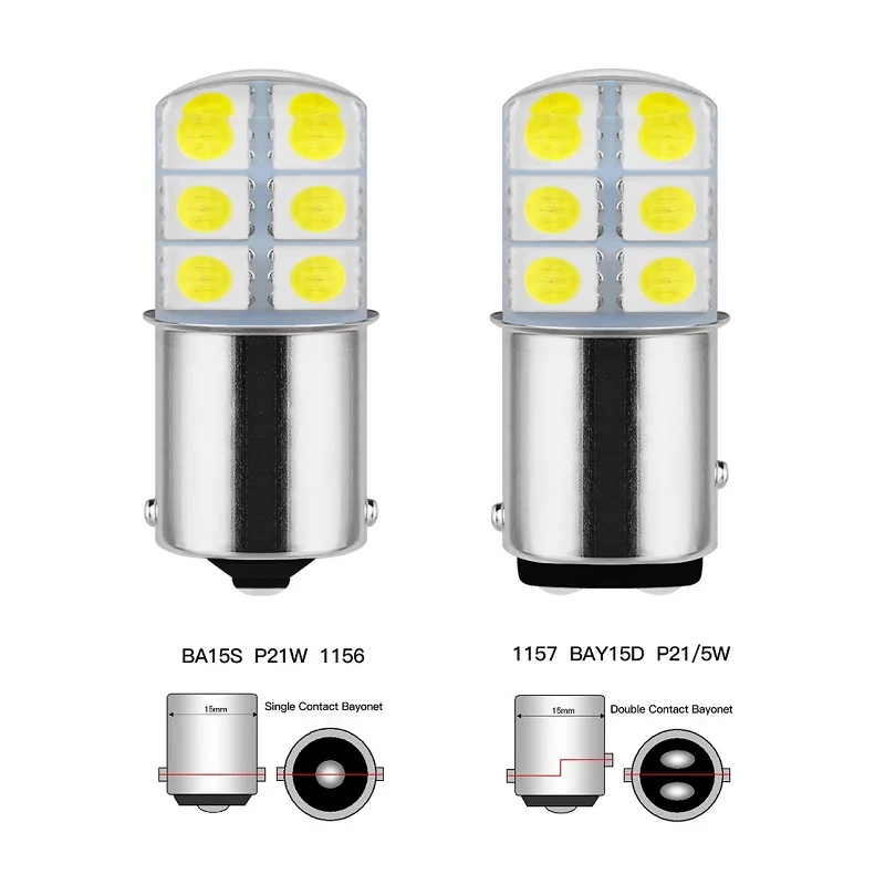 1157 P21/5W Bay15d S25 1156 BA15S LED 12SMD 12V 1W Silica gel Automobile Car Brake Light Stop Parking DRL Lamp Red/White/Yellow