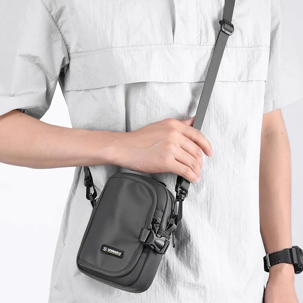 Fashion Casual Men Crossbody Bag Multi-Pockets Multi-functional Phone Storage Bag Square Large Capacity Wallet Hiking