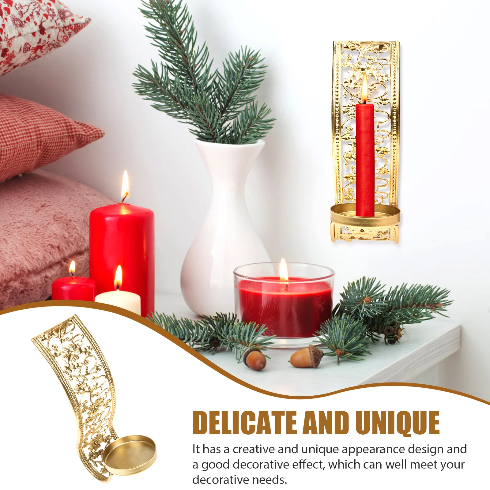 

Hollow Metal Wall Hanging Holder For Living Room Wall Mounted Candlestick, Home Decorative Sconce, House Warming