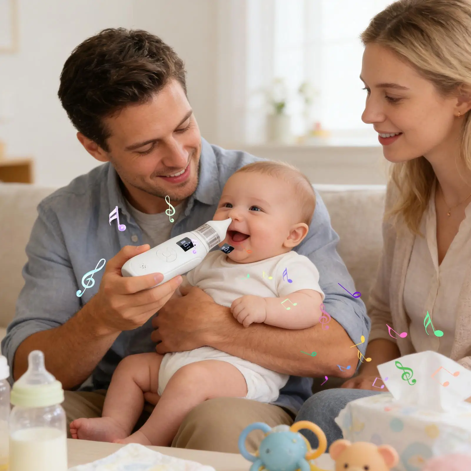 Portable Baby Nose Cleaner 3 Level Suction Adjustable Suction Electric Child Nasal Aspirator Safety Convenient Low Noise